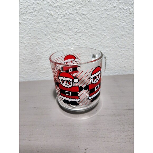 Vintage Luminarc Santa Holiday Winter Glass Mug Cup - Picture 7 of 9